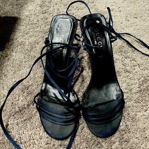 Gucci black satin tie-up